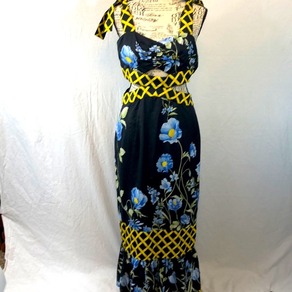 Alice McCall Cut Out Midriff MIDI Dress  Dark Floral Dress size US 8 EU 40 NWT - Picture 3 of 11